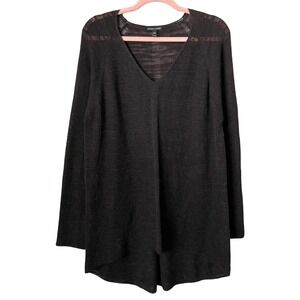 Eileen Fisher Top Womens XL Brown Baby Alpaca Wool V-Neck High Low Tunic Sweater